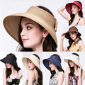 Women Girl Foldable Roll Up Sun Beach Straw Visor Hat Summer Kid Wide Brim Cap