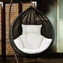 Beige cushion pad seat set for hanging basket chair by dealonlinenz, high-quality and comfortable for outdoor or indoor use.