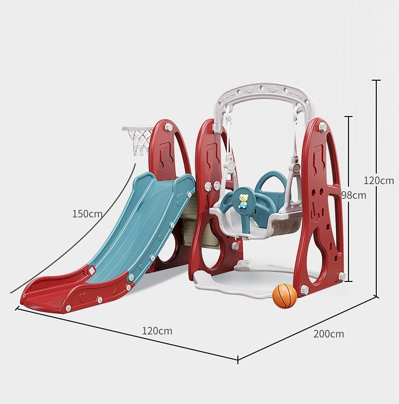 Multi-Colour Plastic Indoor/Outdoor Slide and Swing with Basket