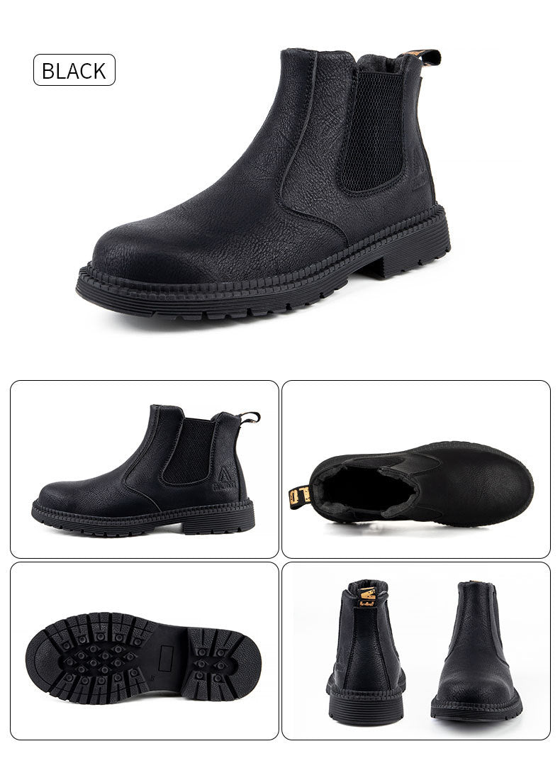 Steel Toe Work Shoes Slip On Safety Oiled Leather Boot Puncture Proof Soft Light
