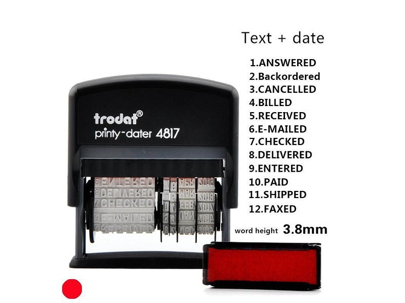 Self-Inking 1-Line TEXT with DATE Stamp - 45X3.8MM