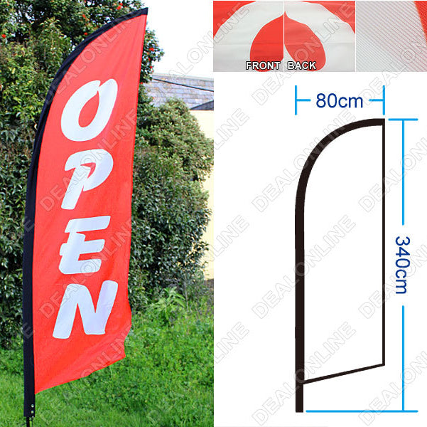 'OPEN' 4m Sign Commercial Feather Banner Flag