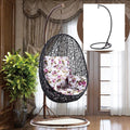 Hanging Rattan Swing Patio Garden Chair Weave Egg Cushion - Black