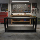 BLACK - Heavy Duty Shelves / Workbench - 90X200X60CM
