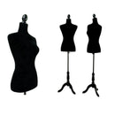 HALF BODY MANNEQUIN WOODEN Style STAND VELVET SURFACE - Black