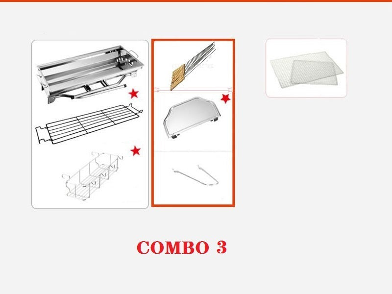 Foldable Stainless Steel BBQ Stove Grill Combo 3