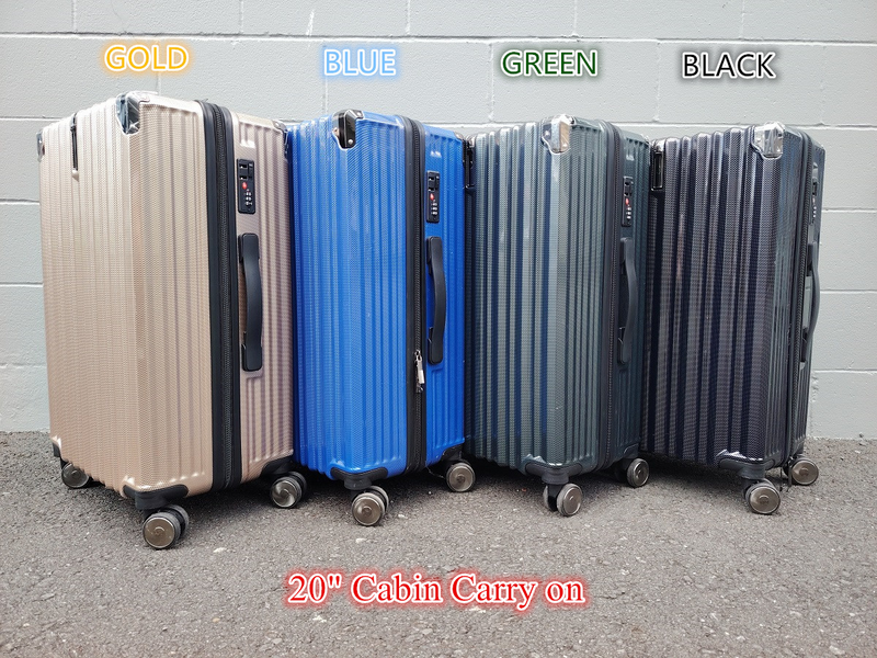 4 Wheels Hardcase Travel Suitcase 20" Lightweight - Black