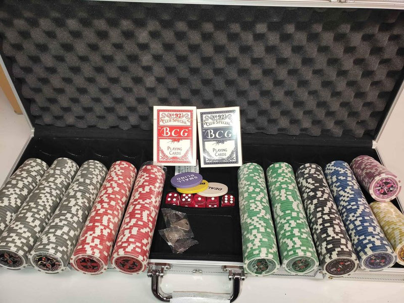 500pcs Clay Poker Chips & Sets High Quality Laser Chips Aluminium Case