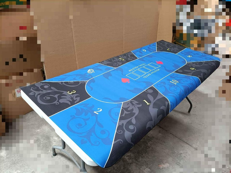 Poker Table Mat 10 Players Texas Hold'em Poker Mat 240cm*130cm Anti-Slip Rubber