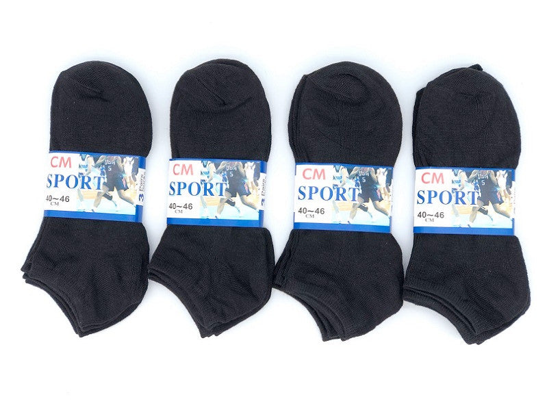 (60 Pairs) Thin Ankle Socks - BLACK - M7-11/ W8-12