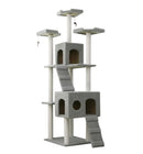 Gray 185cm multi-level cat tree house and scratching post by dealonlinenz with cozy condos and platforms for cats to climb and rest.