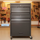 Rolling tool cabinet and chest combo by dealonline.co.nz with multiple drawers, sturdy wheels, and a durable metal construction.