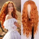 Orange Long Curly Wavy Hair Cosplay Full Wig Party