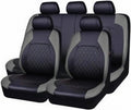 Universal Fit Faux Leather Full Set Black Automotive Seat Covers fits