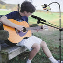 Microphone Stand with Phone Clip Gear Design Gooseneck Tube Height-Adjustable