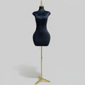Half Body Female Mannequin Velvet Surface- Black