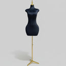 Half Body Female Mannequin Velvet Surface- Black