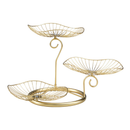 3 tier metal fruit dessert stand with leaf shape serving platter by Deal Online NZ