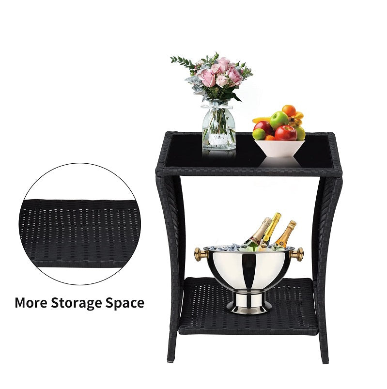PE/PVC Rattan Patio Chairs & Round Table 3PC Set