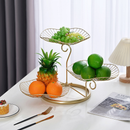 3 tier metal fruit and dessert stand with leaf shape serving platters by Deal Online NZ
