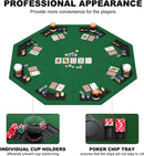 48 Inch Foldable Poker Table Top for 8 Players Chips Tray & Cup Holders Texas