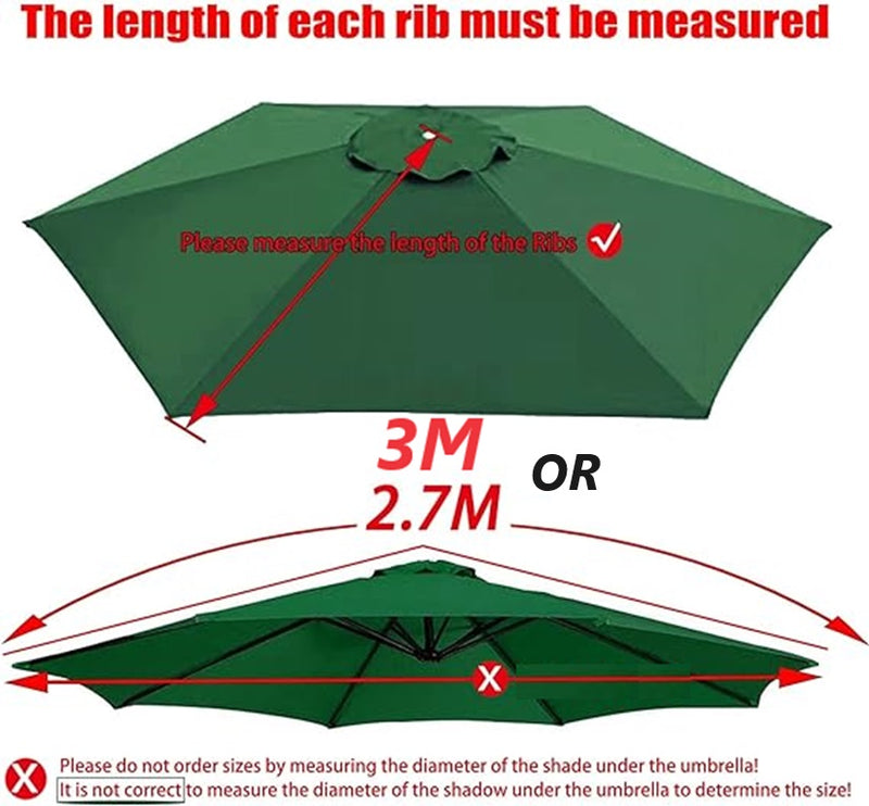 2.7M Parasol Replacement Cloth Round Garden Umbrella Cover For 8-Arm