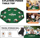 48 Inch Foldable Poker Table Top for 8 Players Chips Tray & Cup Holders Texas