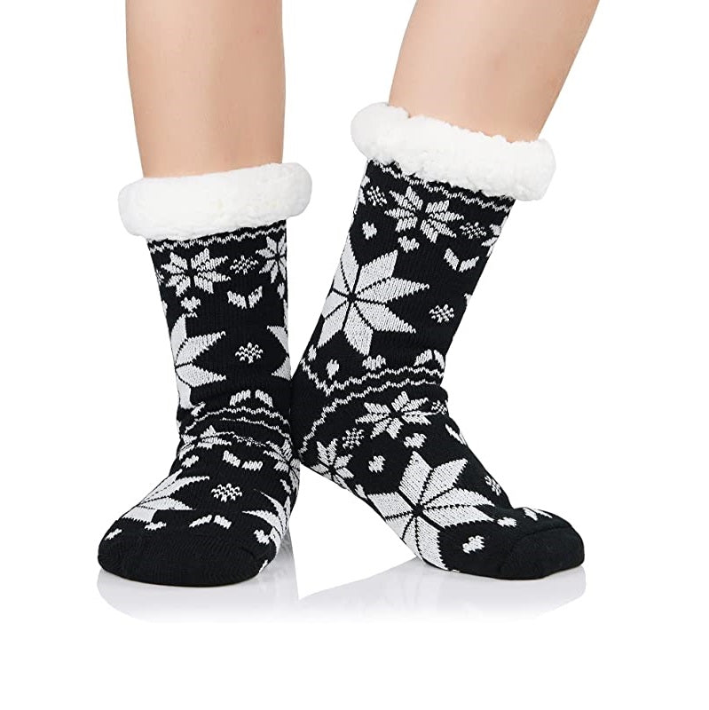 4 Pairs Womens Slipper Fuzzy Socks Winter Super Warm Soft Socks with Grippers