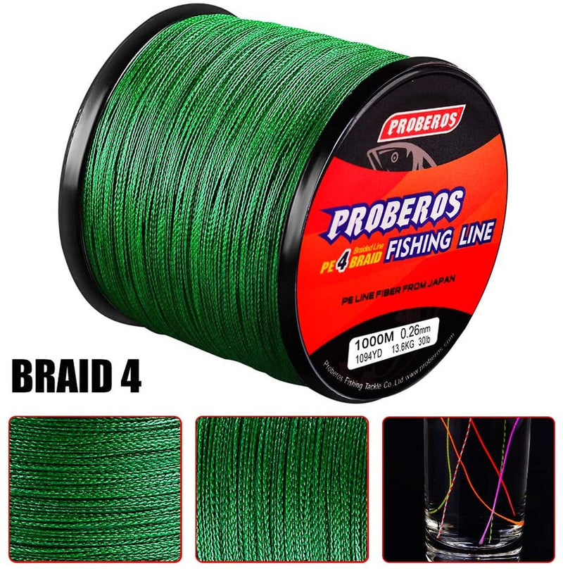 60LB 500m Braided Fishing Line 4 Strands Stronger Multifilament PE Braid Wire 4.0