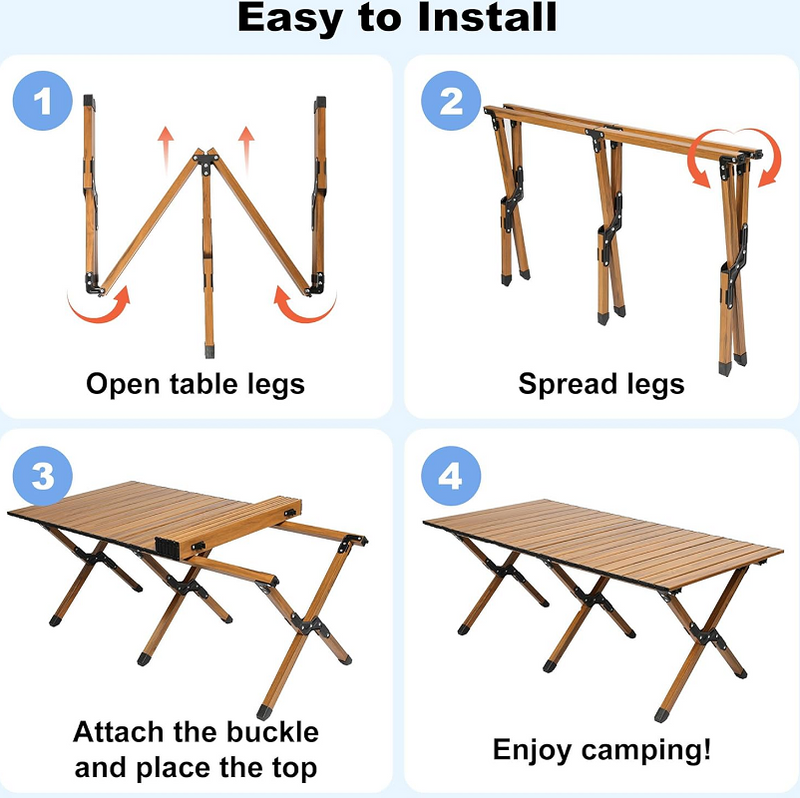 90/120CM Folding Dining Table Camping Picnic Egg Roll