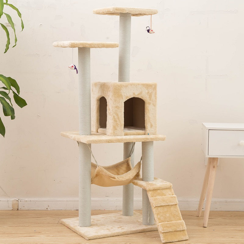 125CM Cat Tree House Scratching Post Condo - BEIGE