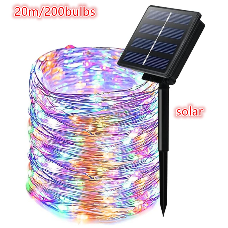 Outdoor Solar String Lights Copper Wire Christmas Wedding Party 20M (200 bulbs)