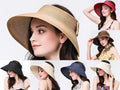 Women Girl Foldable Roll Up Sun Beach Straw Visor Hat Summer Kid Wide Brim Cap