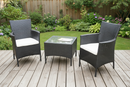 Black 3PC Set PE/PVC Rattan Patio Chairs & Side Table 3PC Set