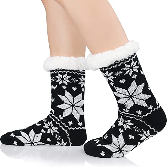 24 Pairs Womens Slipper Fuzzy Socks Winter Super Warm Soft Socks with Grippers