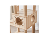 185cm Modern Multi-Level Large Real Solid Wood Cat Tree, Luxury Wooden Cat Tower