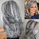 Women Wig with Hat Blond Synthetic Hair Full Wigs High Quality - Silver