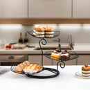 3 tier metal fruit dessert stand with leaf shape serving platters by Deal Online NZ