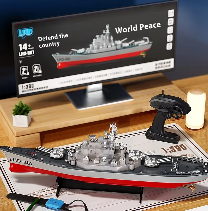 60cm Large RC Battleship 1:390 2.4G Gift Toy for Kids and Adults