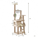 147cm Modern Multi-Level Large Real Solid Wood Cat Tree, Luxury Wooden Cat Tower