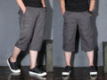 Men's 3/4 Cotton Cargo Short Pants Casual Loose Fit Outdoor Capri Long Shorts