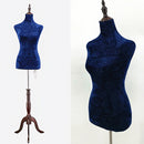 HALF BODY MANNEQUIN WOODEN STAND VELVET SURFACE - NAVY