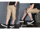Men's 3/4 Cotton Cargo Short Pants Casual Loose Fit Outdoor Capri Long Shorts