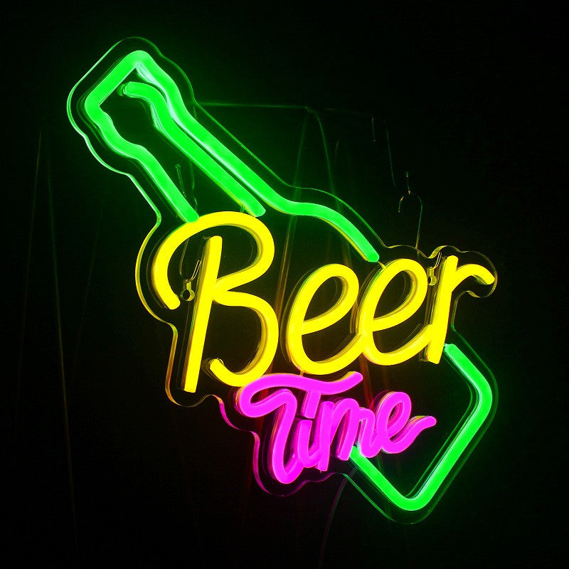 Neon Sign LED Tube Handmade Visual Bar Pub Club Wall Decor Ligh Beer Time