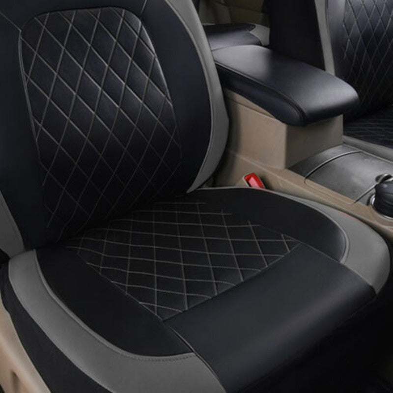 Universal Fit Faux Leather Full Set Black Automotive Seat Covers fits