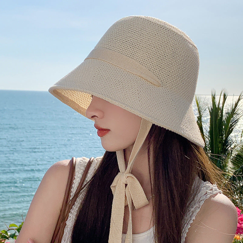 BEIGE Women Lady Sun Straw Hat Wide Brim Floppy Derby Summer Beach Cap