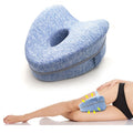 Grey memory foam leg pillow with ergonomic design for optimal leg support and comfort.