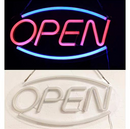 Bright pink OPEN neon LED sign with USB power, displayed on a wall, perfect for modern decor and signage.