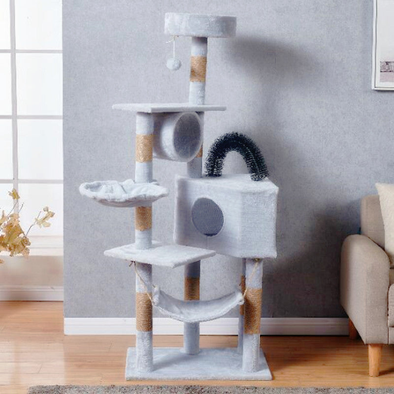 Cat Tree Scratching Post with Mouse 150CM - Light Grey