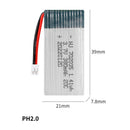 Dealonlinenz 3.7V 380mAh Li-Po rechargeable drone battery with PH2.0 connector, compact and lightweight for drone use